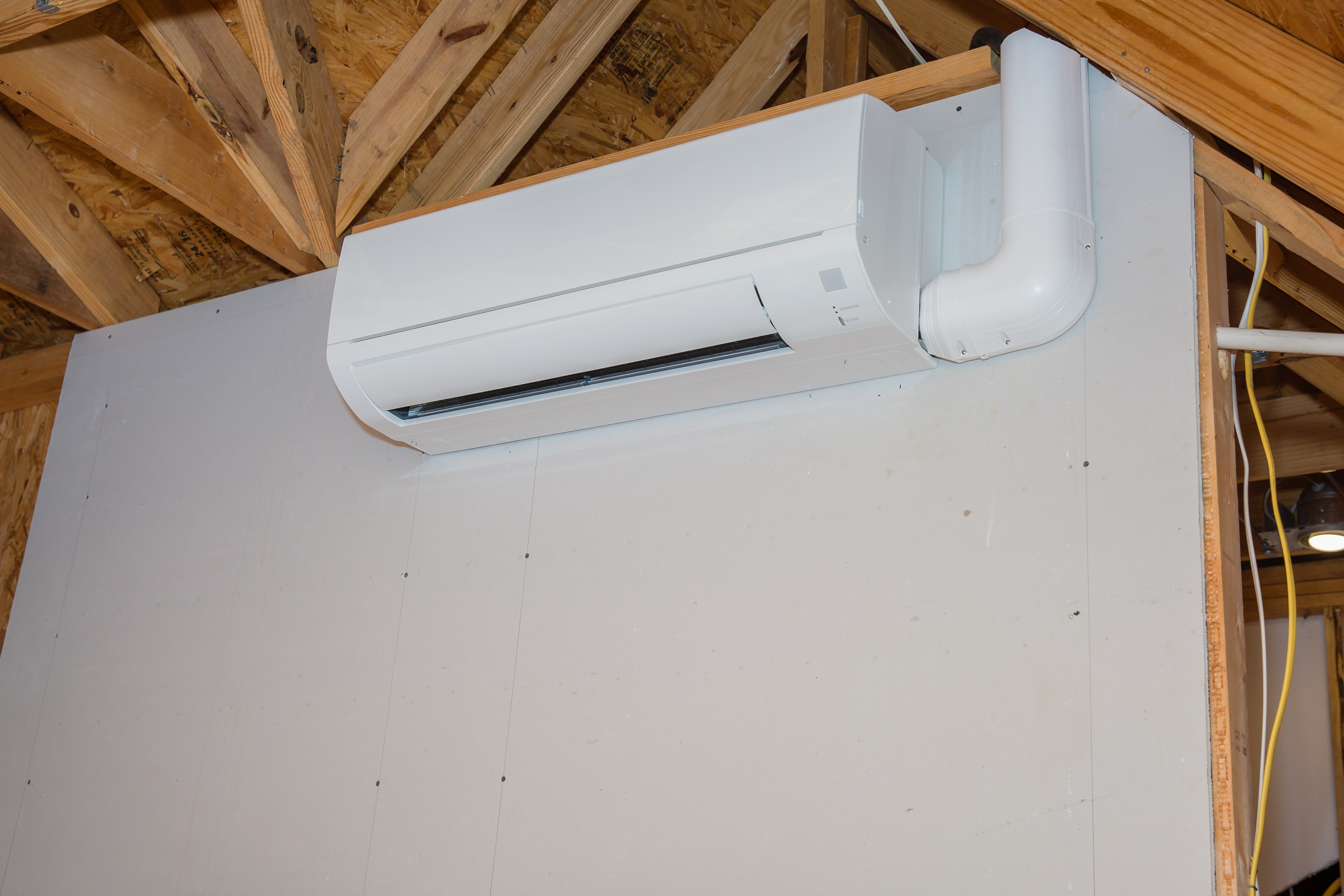 New mini split indoor unit installed in finished Hall County bonus room