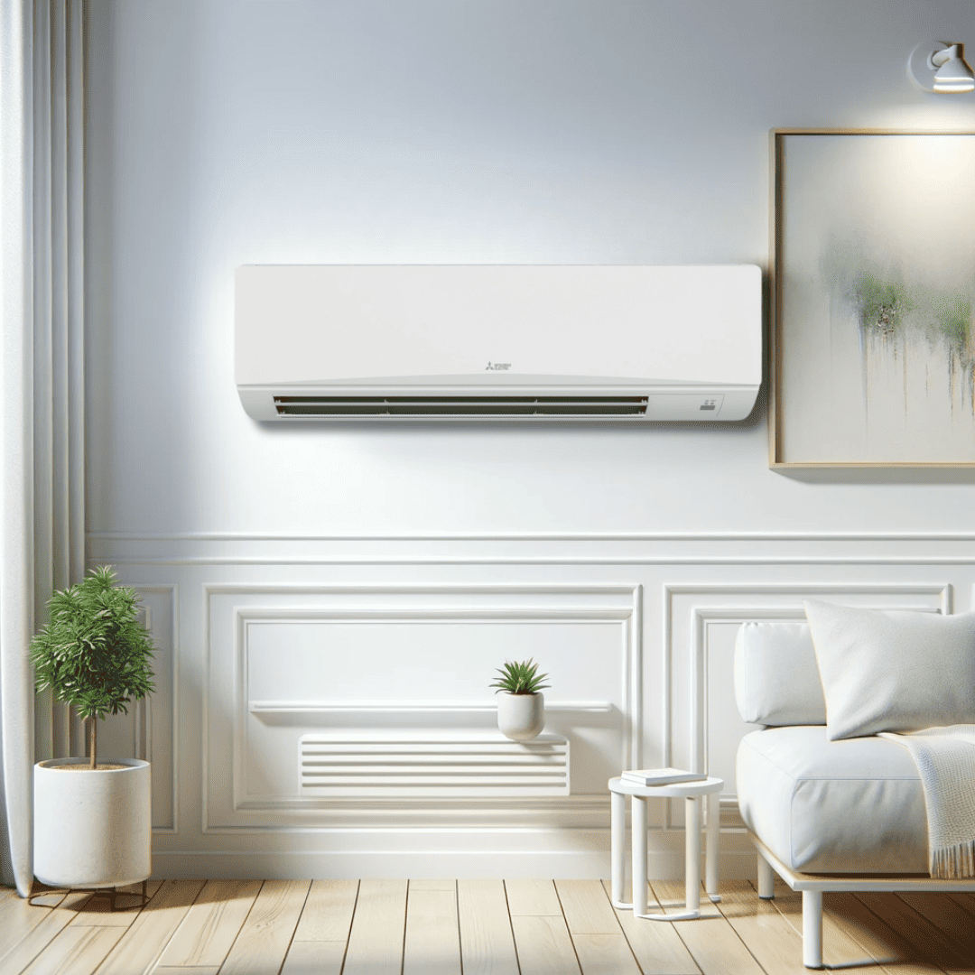 Technician repairing wall-mounted mini split unit in finished bonus room